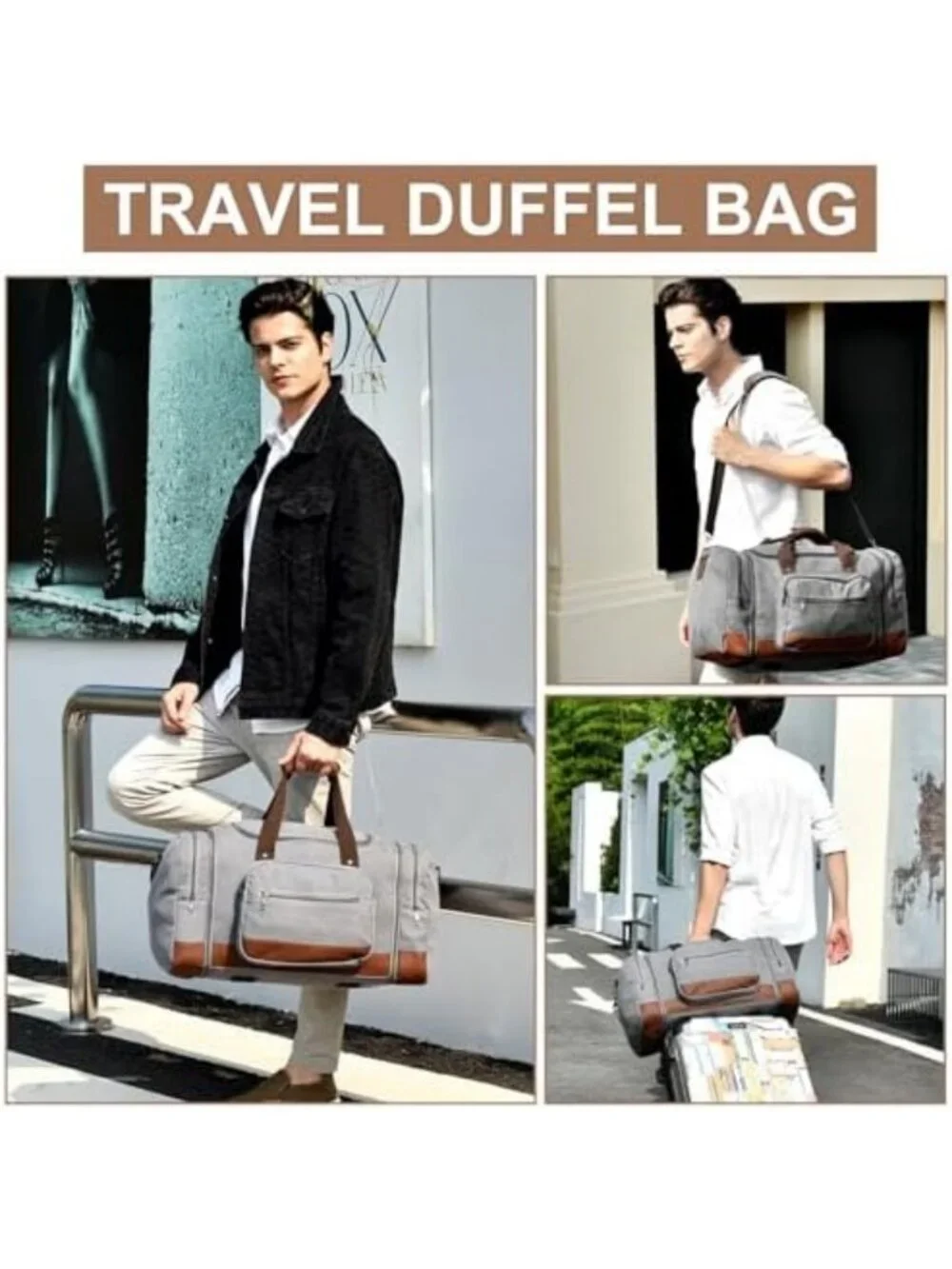 Spacious 60L Canvas Duffle Bag for Travel, Gym, Weekend Getaways, Overnight Use